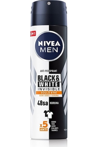 Nivea Black & White Invisible Güçlü Etki Antiperspirant Erkek Sprey Deodorant 150 ML Nivea Black & White Invisible Güçlü Etki Antiperspirant Erkek Sprey Deodorant 150 ML