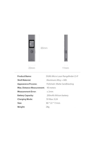 Besthome1 Duka Ls-p Lazerli Mesafe Ölçer - 40m Hassas, Usb Şarjlı, 11 Fonksiyonlu, Kullanışlı Lazer Ölçüm