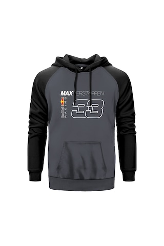 F1 33 Max Verstappen Gri Reglan Kol Kapşonlu Sweatshirt Gri (534978008) Gri