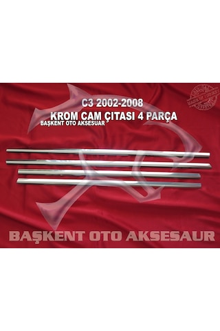 Citroen C3 Krom Cam Çıtası 4 Parça 2002-2009 Paslanmaz Çelik