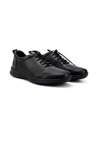 Gönderi(R) Erkek Siyah Bağcıklı Kauçuk Taban Hakiki Deri Sneaker Ddma73542630 Siyah