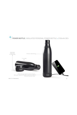 Hepsi Bir Arada 17 Oz Paslanmaz Çelik Su Şişesi Ve 5700 Mah Taşınabilir Güç Bankası, Bulaşık Makinesi Kasası, Siyah Black