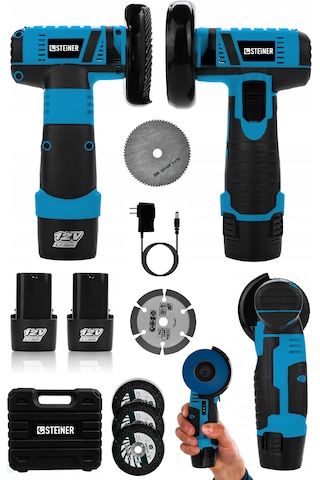Steiner 12v 2 Ah Çift Akülü Mini Avuç İçi Spirali Ve Şarjlı Avuç Taşlama Makinesi Mavi
