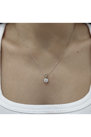 Chavin 1 Carat Swarovski Tektaş Gümüş Kadın Kolye Dh16By