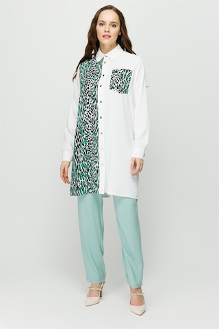 Esswaap Leopar Baskı Detaylı Şık Tunik Yeşil-yeşil Yeşil