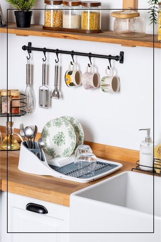 Tezgah Üstü Bulaşık Kurutmalığı - Beyaz Beyaz