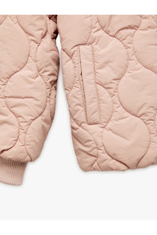 Koton Uzun Kollu Polar Astarlı Fermuarlı Kapitone Kapşonlu Mont Pembe 6wkg20034aw Gül