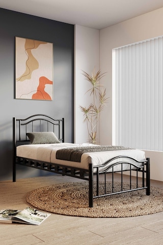 Argimo Belinay Çift Kişilik Ferforje Siyah Metal Karyola 180x200