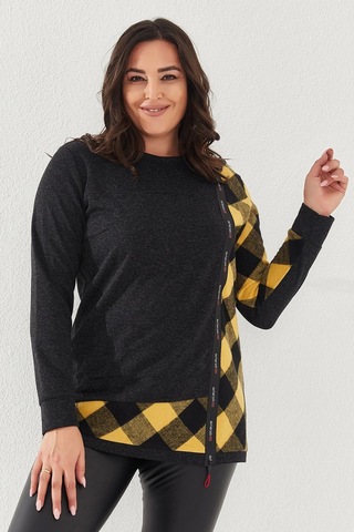 Lady Majestic Kadın Büyük Beden Sweatshirt Sarı