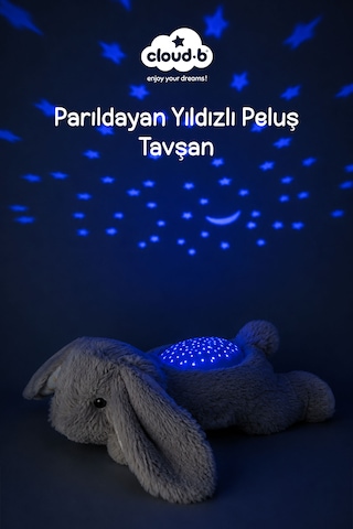Cloud-b Melodili Parıldayan Yıldızlı Peluş Tavşan 22x13x8,5 Cm