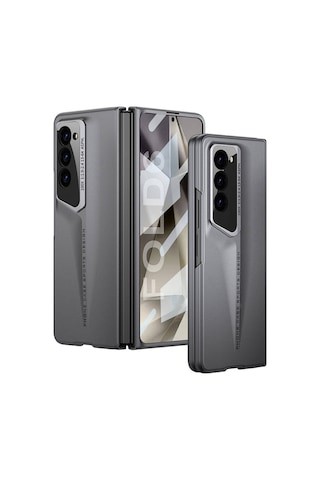 Zore Galaxy Uyumlu Z Fold 6 Kılıf Ultra İnce Kamera Korumalı Sert Rubber Msra Procase Kapak-gri Gri