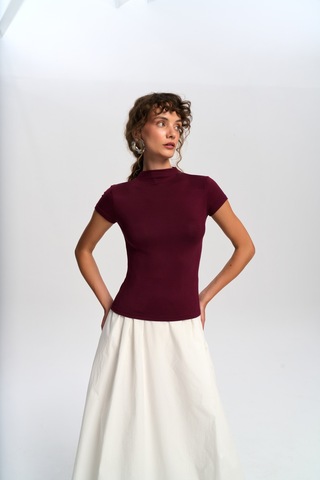 Mai Collection Mai Studios Co. Anvers Boğazlı Bordo Crop Bordo