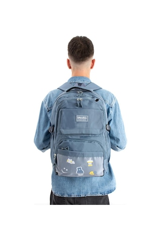 Ventis Unisex Okul Çantası Lise Ortaokul Kalemlikli 2'li Set Sırt Çantası 43 30 Cm Çok Cepli Vnt7-d Mavi