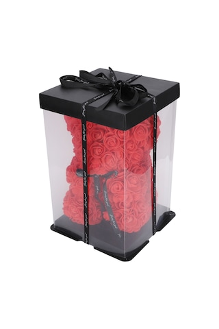 Shineyee Kırmızı Pe Gül Bebek Ayı, Canlı Görünüm, Ev Dekorasyonu, Sevgililer Günü Hediyesi, 25cm Boyut, Kaliteli Ve Çevre Dost Malzeme İle El Yapımı