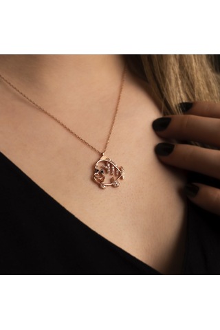 İndigo Takı Küçük Sevimli Balık Rose Gümüş Kolye