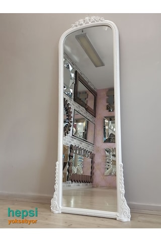 Matmazel Model Beyaz Renk Varaklı Boy Aynası Beyaz