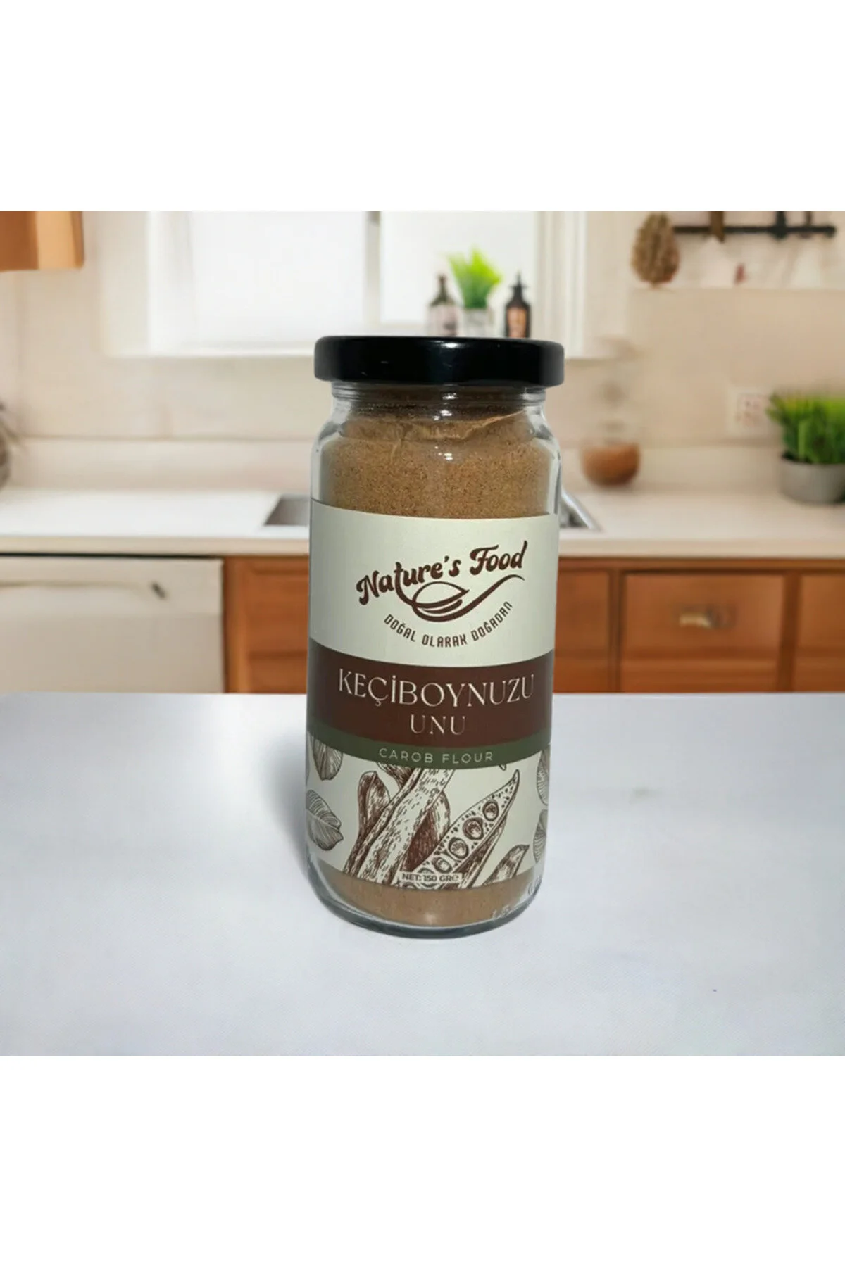 Keçiboynuzu Unu Katkısız Içerik 150gr Cam Şişe A, B2, B3 Ve B6 Vitamini Deposu.