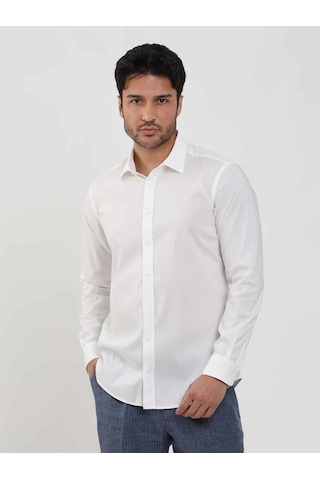Dufy Beyaz Erkek Slim Fit Düz Klasik Yaka Uzun Kol Gömlek - 103119-beyaz Beyaz