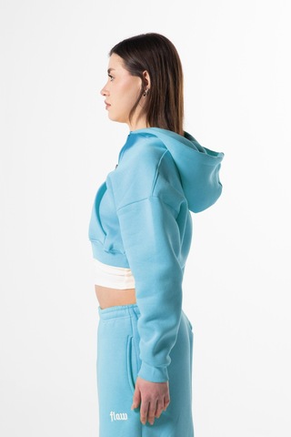 Flaw Atelıer Flaw Nakışlı Mavi Zip Crop-28832 Mavi
