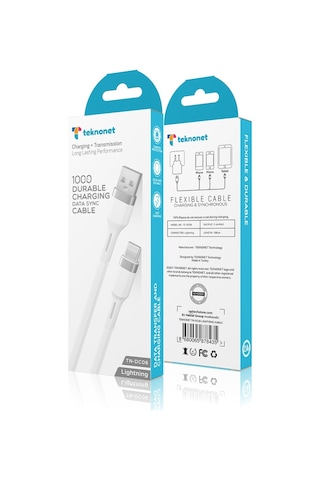 Teknonet TN-DC06 Plastik 100 CM Lightning Şarj Ve Data Kablosu