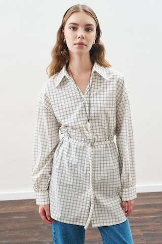 Manuka Desenli Poplin Tunik Ekru Ekru