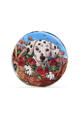 Büro Ev Ofis Kişisel Hediyesi İçin 7cm Yuvarlak Köpek Tasarım Taşlı İnce El Aynası Çok Renkli