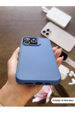 Apple iPhone 15 Pro Max Uyumlu Kamera Korumalı Darbeye Dayanıklı Renk Atmayan Keep Silikon Kılıf Lacivert