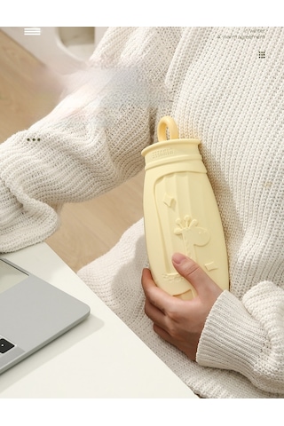 Yystore Sıcak Su Şişesi Kalınlaştırılmış Taşınabilir Patlamaya Dayanıklı Bej