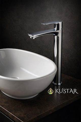 Viosa Lüks Çanak Lavabo Bataryası Yüksek Gövdeli Banyo Musluğu Krom Kaplama Lavabo Bataryası Siyah