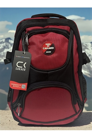 Büyük Su Geçirmeyen Kalın Kumaş Ortopedik Çok Bölmeli Okul Gezi Seyahat Kamp Sırt Çantası 32cmx47cm Kırmızı
