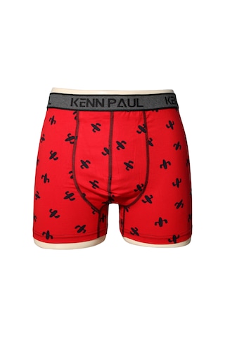 Kenn Paul Büyük Beden Boxer Nefes Alan Pamuk Kumaş Özgün Tasarım Siyah - Kırmızı - Kırmızı