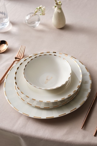 Karaca Elegance Bone Aries Metalic 24 Parça 6 Kişilik Yemek Takımı