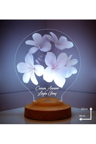 3D Led Lamba 3Boyutlu Canım Annem Plumeria Kişiye Özel Hediye