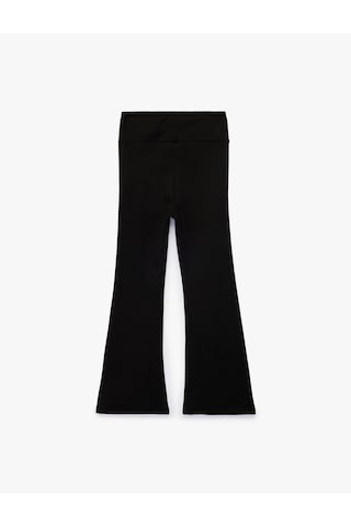 Koton Viskon Karışımlı Slim Fit İspanyol Paça Tayt Siyah 7wkg40172ak
