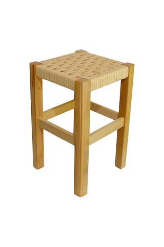 El Yapımı Ahşap Örmeli Hasır Tabure 45 Cm Şık Ve Zarif Tasarım Natural