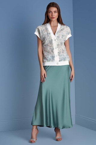 Evaze Kemik Yeşili Saten Etek Kemik Yeşili Yeşil