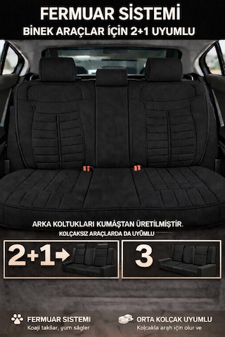 Volkswagen Golf 2003 Ve Sonrası Uyumlu Mira Serisi Siyah 5'li Oto Koltuk Minderi
