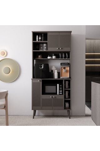 Melura Kahve Köşesi 90 Cm %100 Mdf Çok Amaçlı Dolap Gri