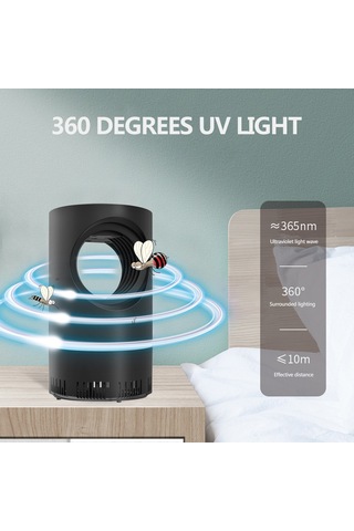 Neevoyu Ev İçin Usb Akıllı Isı Dalga Sopa Sistemiyle Sessiz Mosquito Katili, Fiziksel Kurutma Ve 360 Uv Işık, Siyah Siyah