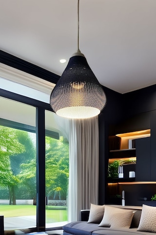 Sarkıt Avize Vegan Pla Trend Örgü Serisi Siyah Oturma Odası Salon Mutfak Çok Renkli