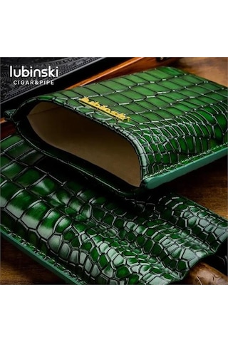 Lubinski Deri 3'lü Puro Kılıfı Beyaz Croco 60 Ring Lb-506