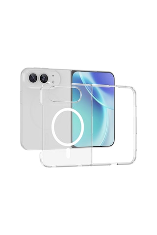 Apple iPhone Uyumlu Duo Fold Kamera Korumalı M-safe Şarj Özellikli Şeffaf Zore London Sert Pc Kapak