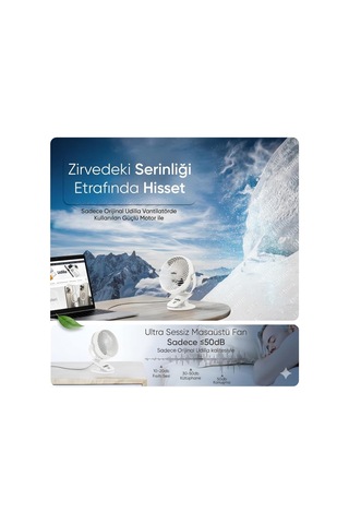 1800 Mah Bataratyalı Usb Mini Vantilatör Fan Klipsli Sabitleme - 360 Ayarlanabilir - Ultra Güçlü Hava Akımı İle