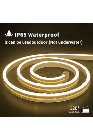 Ximistore9 12v 5m 600led Esnek Neon Işık Şeridi Ip65 Su Geçirmez Islak Isı Beyaz + 2a Adaptör + Montaj Aksesuarları Avrupa Standartı