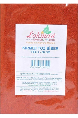 Kırmızı Toz Biber Tatlı Renk Biberi 50 Gr Paket
