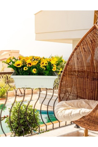 Yapay Çiçek Sarı Ay Çiçeği Papatya Küpeşte Askılı Saksıda Balkon Çiçeği Çiçek Sepeti