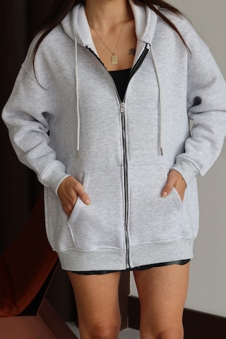Balenbi Kadın 3 İplik İçi Polarlı Kapüşonlu 75cm Oversize Sweat Hırka 1129 Karmelanj