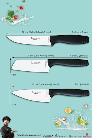 Eco Serisi Mutfak Bıçak Seti Et Ekmek Sebze Salata Pizza Bıçağı Siyah