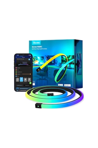 Oyun Masası İçin Govee Rgbıc Neon Led Şerit, 5m Oyun Led Şerit, Kesilebilir Led Şerit, Razer Chroma İle Uyumlu Neon Tabela, 11 Müzik, 64+ Sahne, Rgb App Kontrolü Siyah