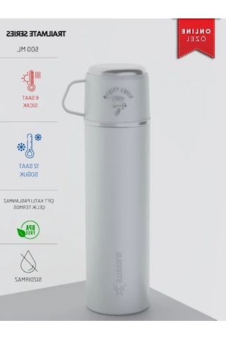 500 Ml Kapasiteli Çelik Termos, Sızdırmaz Tasarım İle Açık Beyaz